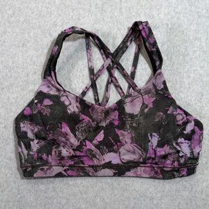 lululemon athletica Floral Strappy Sports Bra - Black and Purple
